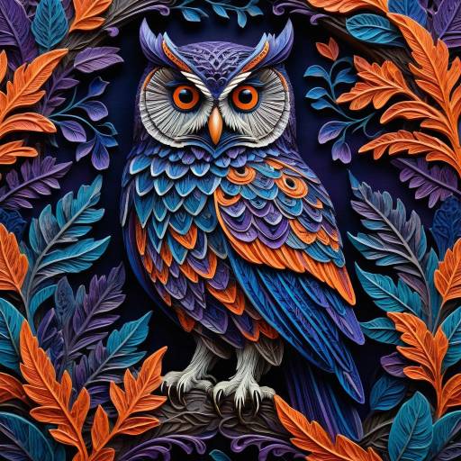 Vibrant Fantasy Owl in Mystical Forest
