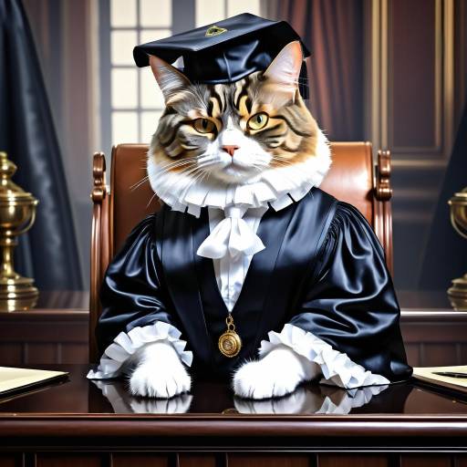 Regal Judge Cat in Elegant Digital Art