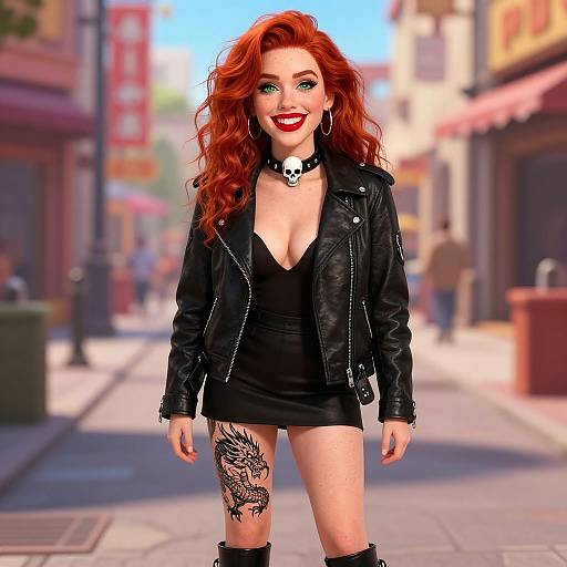 Ginger Woman with Dragon Tattoo