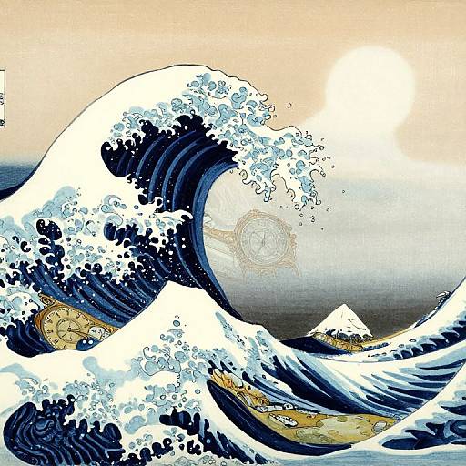Digital artwork of Hokusai's 