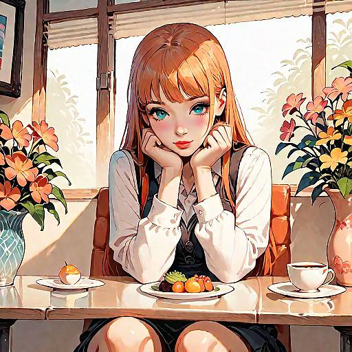 Sakura Futaba in Sunlit Cafe