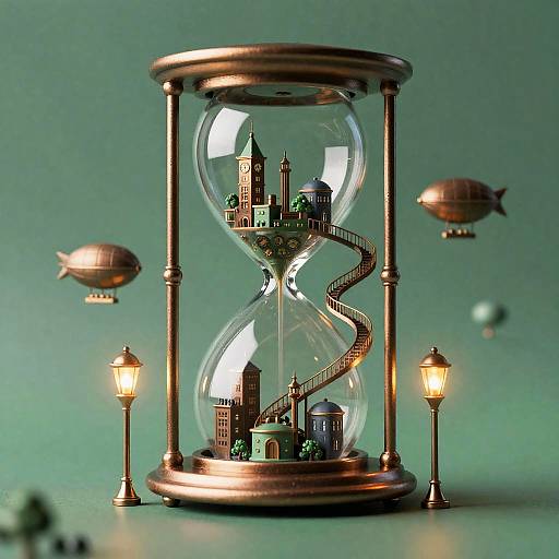 Miniature Clockwork City in Hourglass