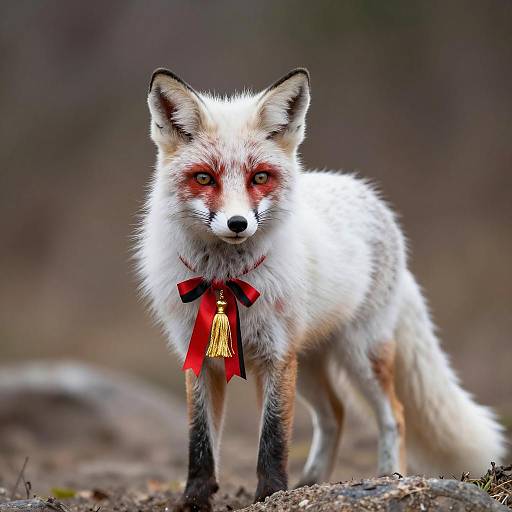 Elegant White Fox in Forest Setting