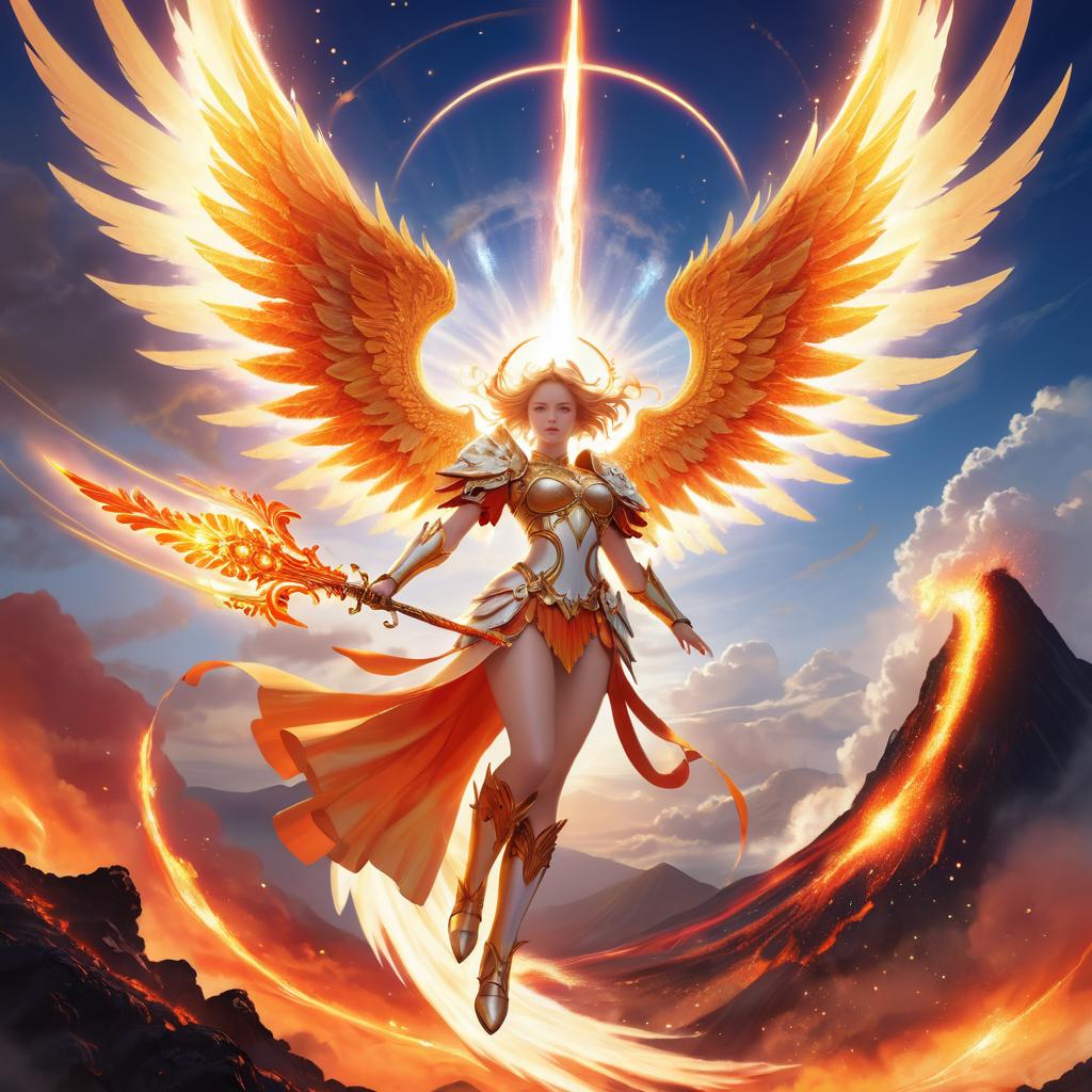 Celestial Angel with Fiery Wings Artwork