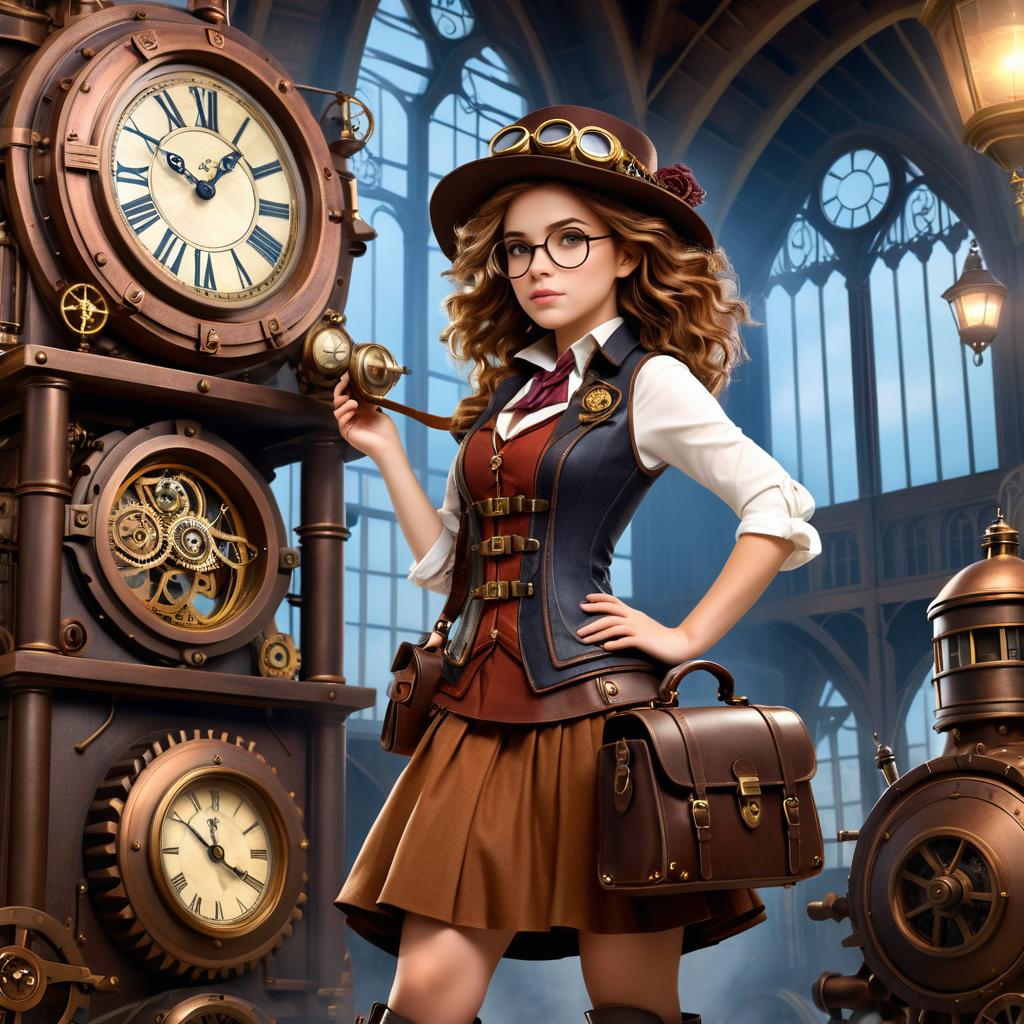 Steampunk Hermione in a Clock Tower Adventure