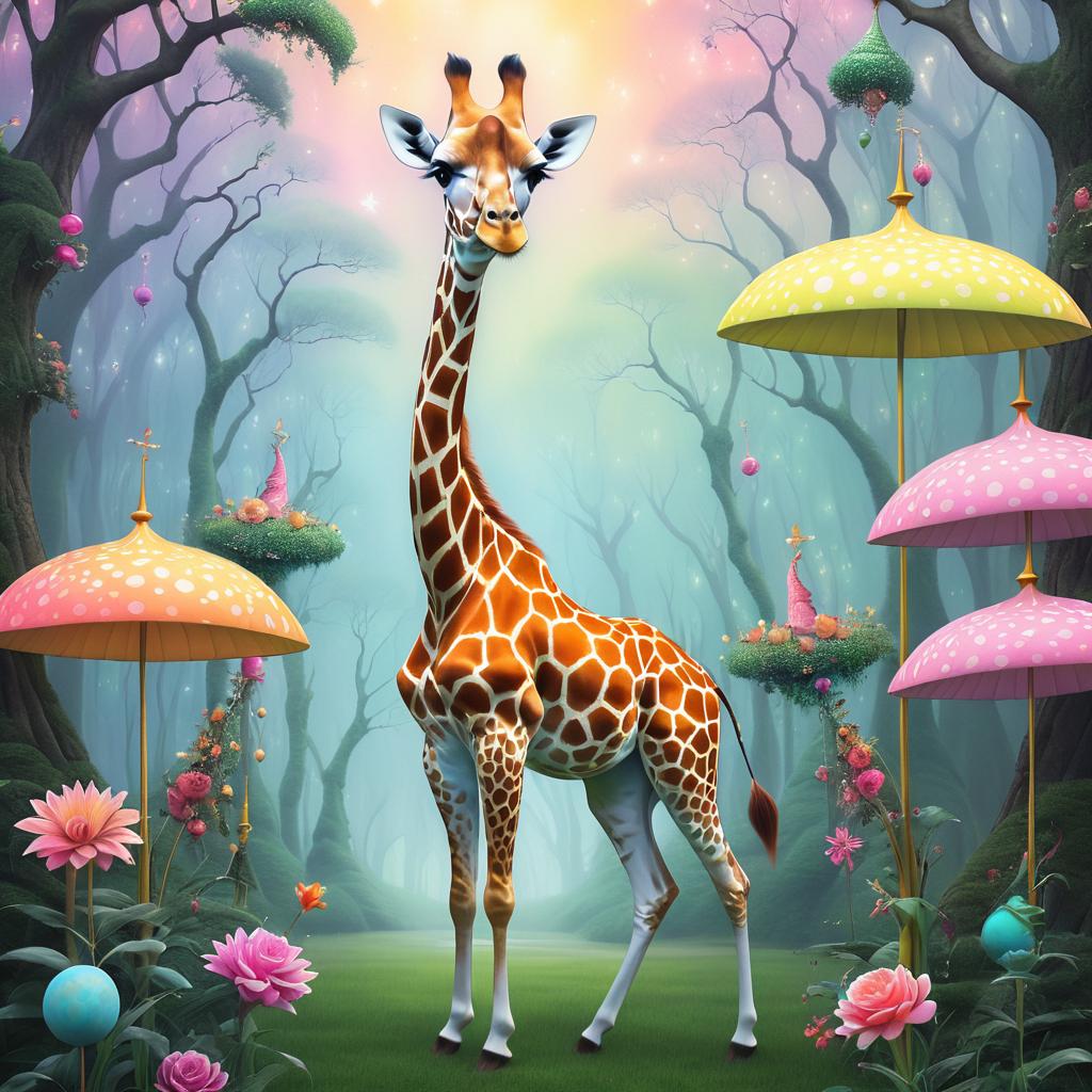 Whimsical Giraffe in Hyper-Realism Art