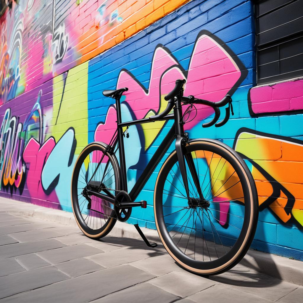 Sleek Bicycle Against Graffiti Wall