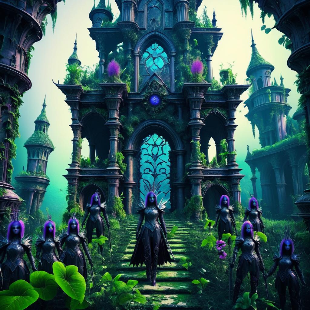 Fierce Alien Warriors in Overgrown Castle