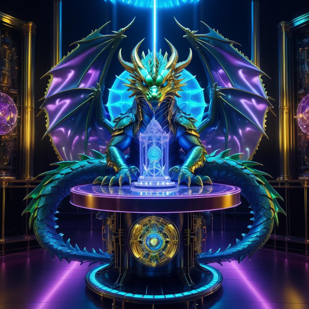 Cinematic Dragon in Holographic Surroundings