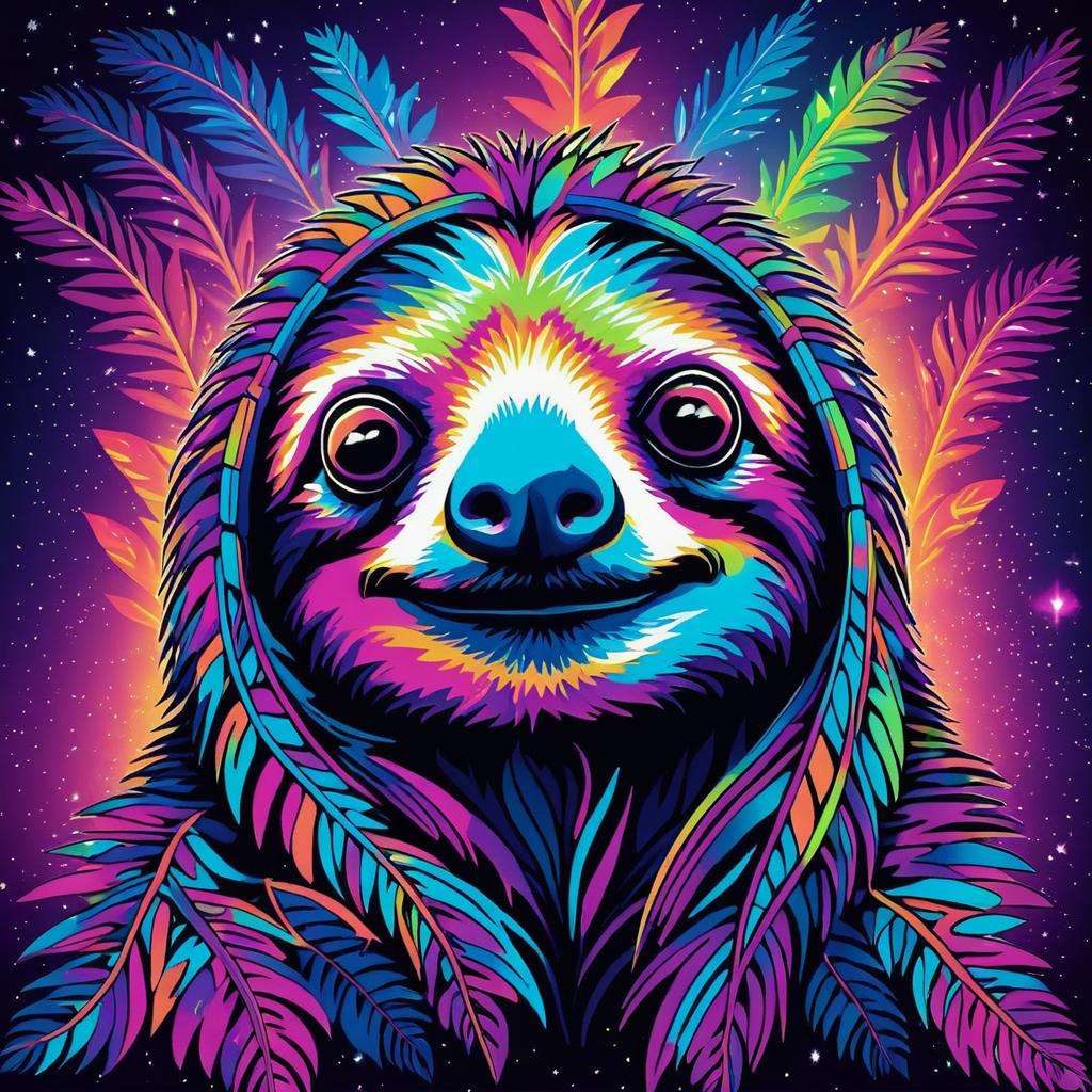 Trippy Artwork of a Psychedelic Sloth