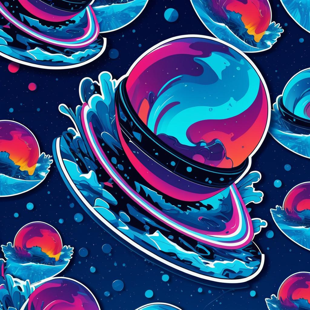 Chili Sticker in Cryo-Futurism Style