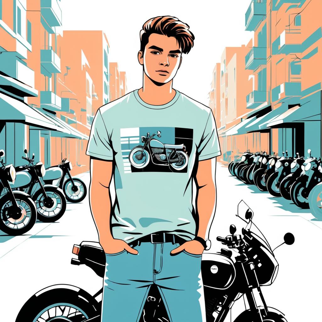 Comic Style Motorcycle T-Shirt Design