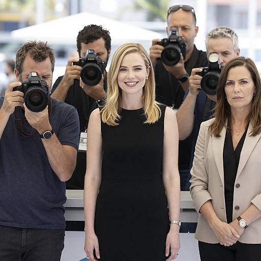 Woman Surrounded by Photographers