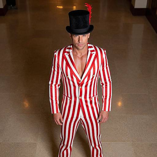 Elegant Man in Striped Outfit