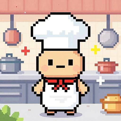Pixel Art Tiny Chef Character