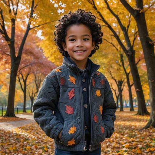 Confident Child in Autumn Park Scene Confident Child in Autumn Park Scene
