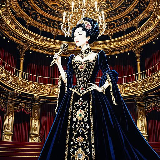 Elegant Opera Singer in Baroque Theater