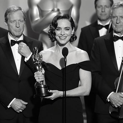 Elegant Woman with Oscar in Black and White