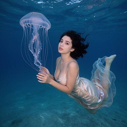 Underwater Jellyfish Dancer at Twilight