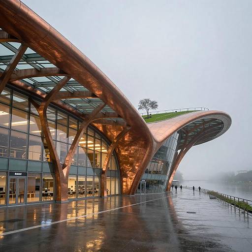 Futuristic Riverside Intermodal Transit Hub