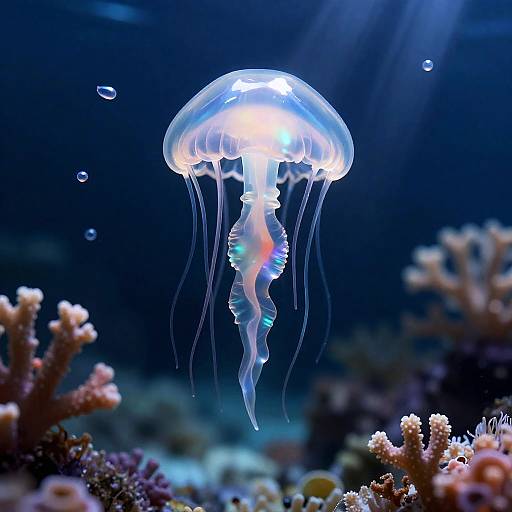 Iridescent Glass Jellyfish in Coral Cathedral