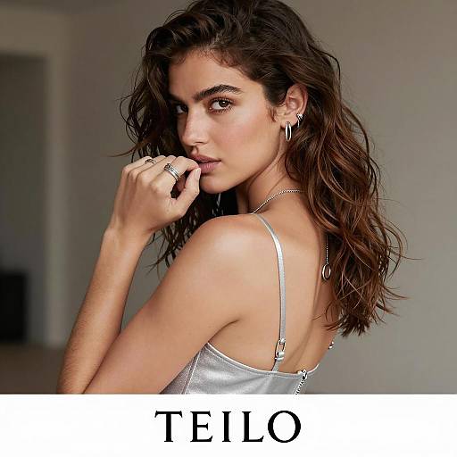 Woman in Silver Backless Dress