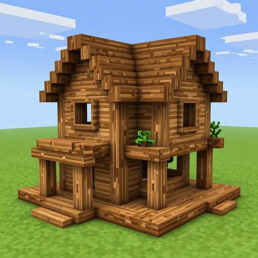 Minecraft Dark Oak Wooden House Build