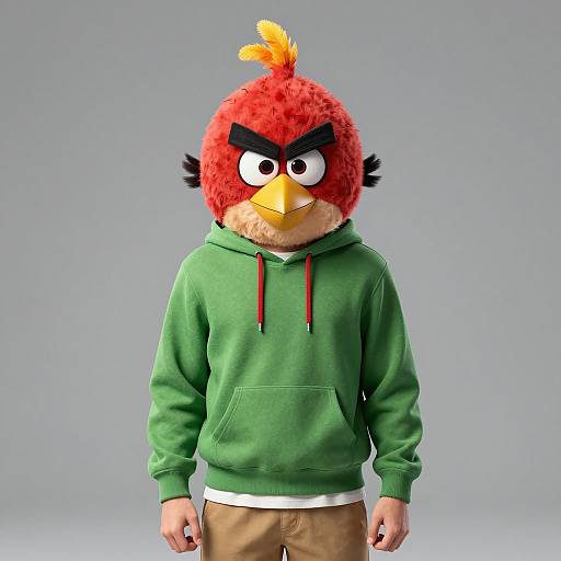 Person Wearing Angry Birds Red Bird Costume Head