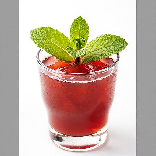 Vibrant Red Drink with Mint Leaves