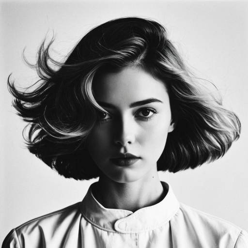 Minimalistic Black and White Portrait of Young Woman Engineer