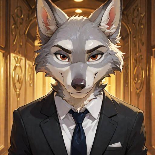 Whimsical Female Wolf in Business Suit