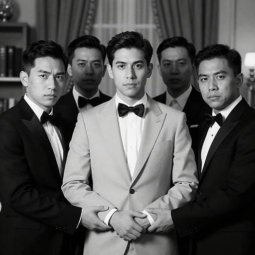 Elegant Black-and-White Portrait of Four Men