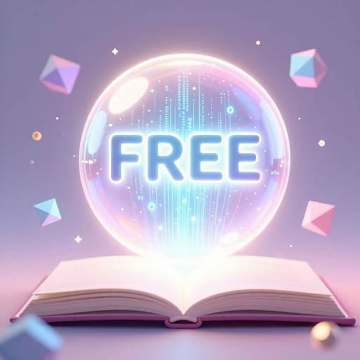 Digital illustration of an open book beneath a glowing, neon 