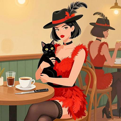 Captivating Cafe Scene with Stylish Women
