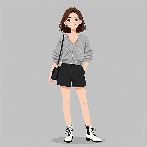 Smiling Woman in Casual Chic Outfit