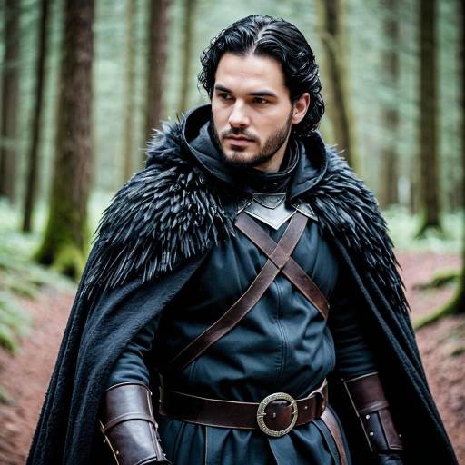 Man in Jon Snow Cosplay Costume in Forest