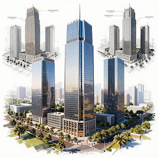 Blueprint to 3D Skyscraper Transformation