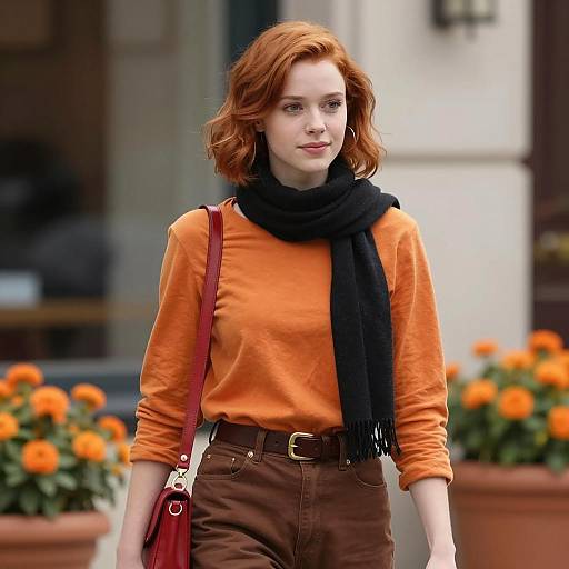 Young Woman in Autumn Outfit Outdoors