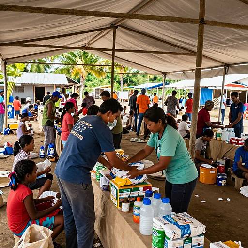 Tropical Disaster Relief Camp Scene