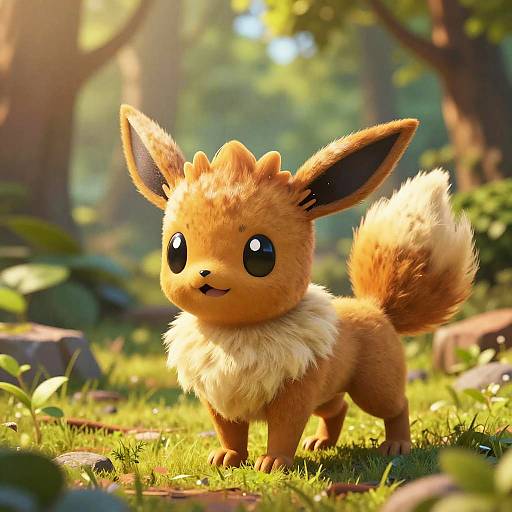 Chibi Eevee in Sunlit Forest
