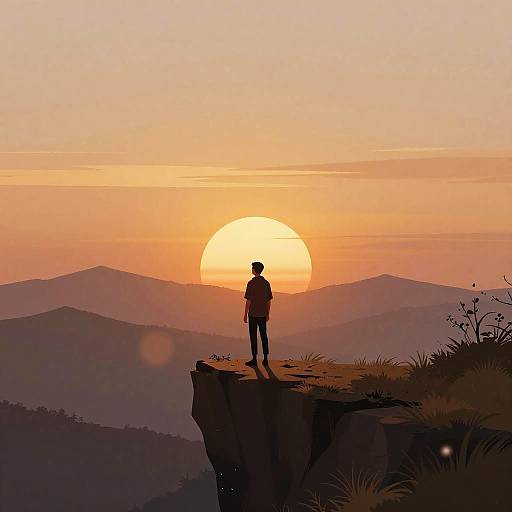 Sunset Cliff Lone Figure Album Cover