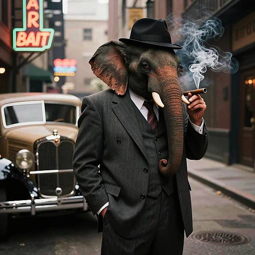 Gangster Elephant in 1920s Alley