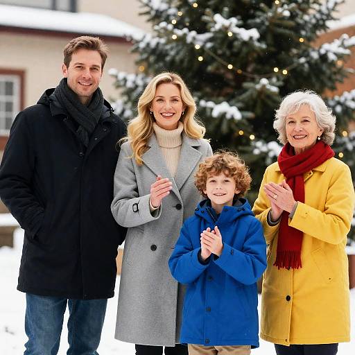 Joyful Family Portrait in Winter Wonderland