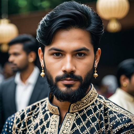 Portrait of Young Man in Embroidered Bandi Kurta