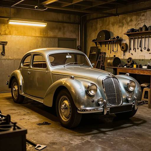 1950s Classic Car Workshop Scene