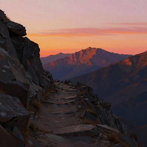 Sunset Mountain Path Digital Painting
