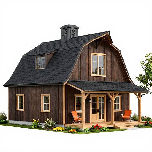 3D Rendered Rustic Barn-Style House