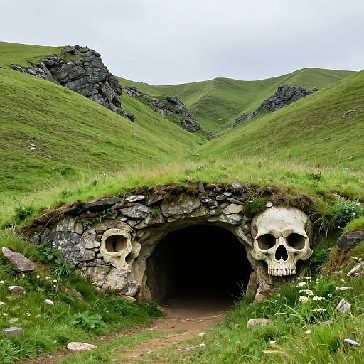 Skull-Shaped Cave Entrance Landscape