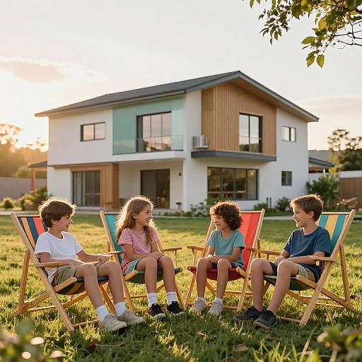 Family Portrait Outdoor Sunset Scene