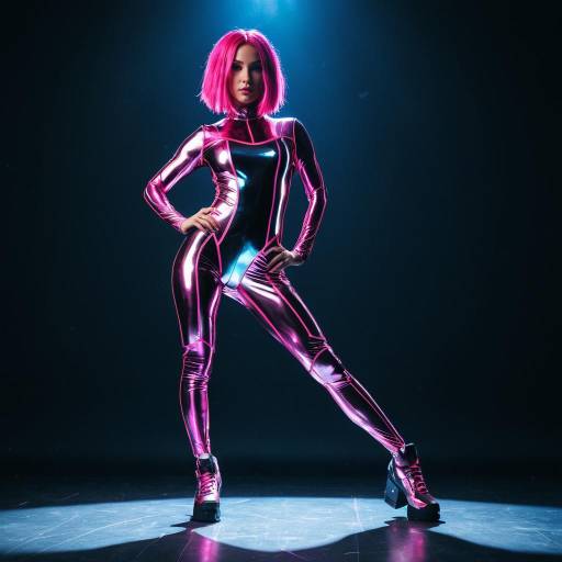 Cybernetic Dancer in Neon Glamour